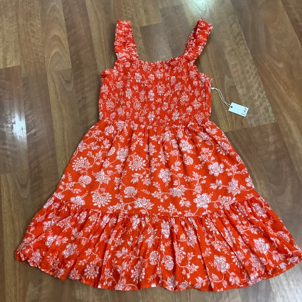 Floral Orange Sleeveless Dress